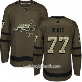 Män Ishockey Washington Capitals Tröja T.J. Oshie 77 Adidas 2017-2018 Camo Grön Authentic
